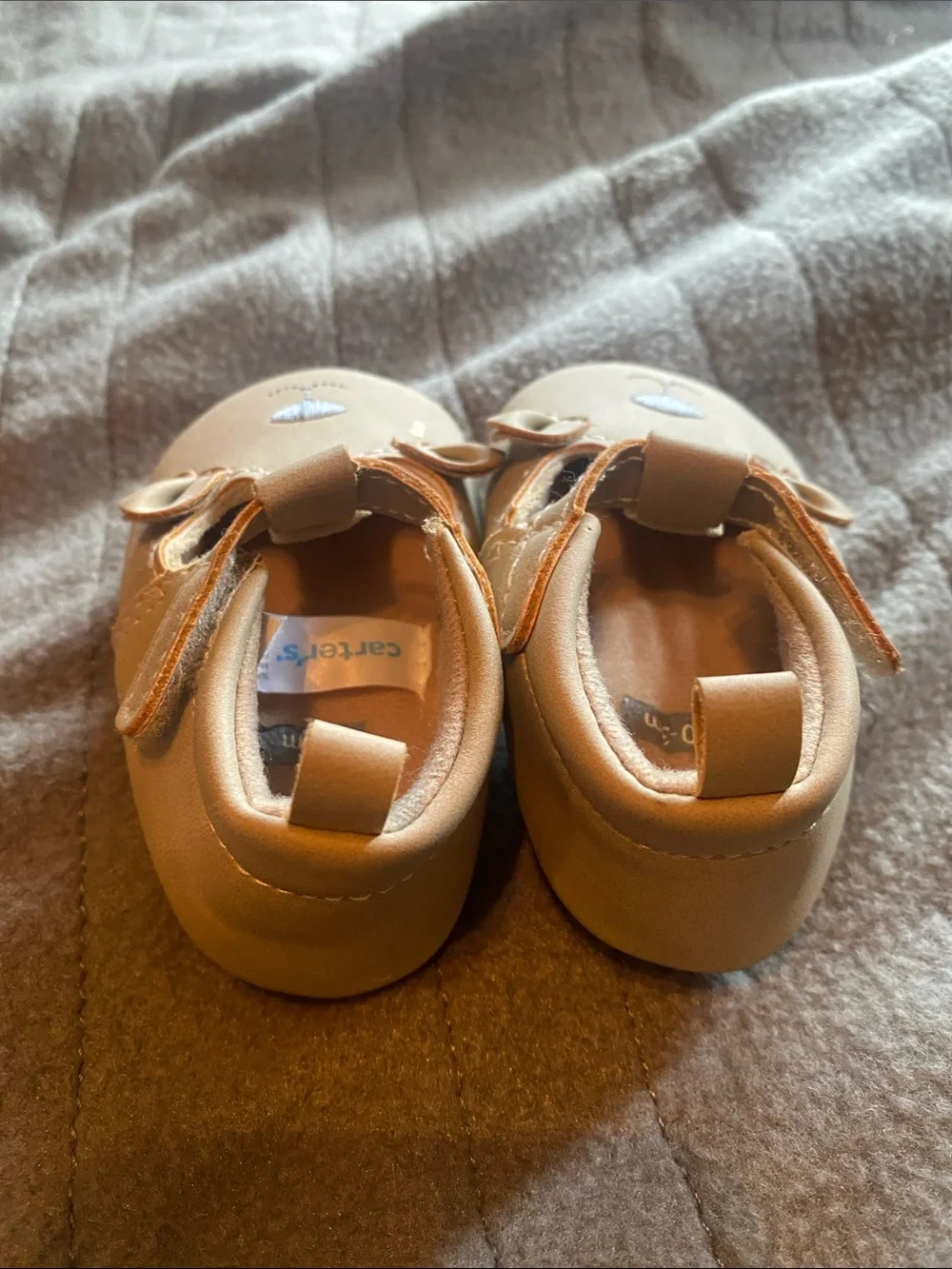 Carter's Tan Bear Face Mary Jane Baby Shoes